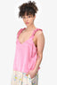 Cami NYC Pink Silk Ruffle Sleeve V-Neck Top Size S