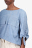 Chloe Blue Chambray Double Pocket Blouse Size 38