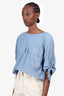 Chloe Blue Chambray Double Pocket Blouse Size 38