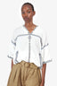Isabel Marant Etoile White/Blue Embroidered Hooded Blouse Size 38