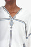 Isabel Marant Etoile White/Blue Embroidered Hooded Blouse Size 38