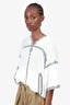 Isabel Marant Etoile White/Blue Embroidered Hooded Blouse Size 38