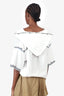 Isabel Marant Etoile White/Blue Embroidered Hooded Blouse Size 38