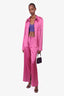 Nanushka Pink Satin "Tosca" Button-Up Shirt + "Tabbi" Pants Set Size M
