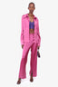 Nanushka Pink Satin "Tosca" Button-Up Shirt + "Tabbi" Pants Set Size M