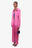 Nanushka Pink Satin "Tosca" Button-Up Shirt + "Tabbi" Pants Set Size M