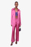 Nanushka Pink Satin "Tosca" Button-Up Shirt + "Tabbi" Pants Set Size M