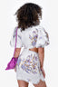 Zimmermann White/Lilac Linen Cut Out Puff Sleeve Dress Size 0