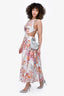 Zimmermann Cream/Orange Cut Out Strappy Floral Printed Midi Dress Size 0
