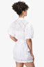 Frame White Eyelet Puff Sleeve Button-Up Mini Dress Size XS