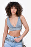 Maje Blue Denim Diamante Embellished V-Neck Bralette Size 1