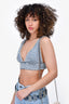 Maje Blue Denim Diamante Embellished V-Neck Bralette Size 1