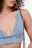 Maje Blue Denim Diamante Embellished V-Neck Bralette Size 1