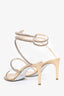 Rene Caovilla Beige Double Crystal Cleo Heels Size 37.5