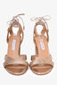 Aquazzura Rose Gold Strappy Block Heels Size 37.5