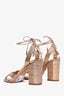 Aquazzura Rose Gold Strappy Block Heels Size 37.5