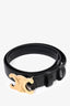 Celine 2022 Black Brushed Leather Triomphe Belt Size 70