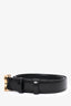 Celine 2022 Black Brushed Leather Triomphe Belt Size 70
