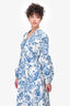 Erdem Blue/White Floral Cotton Button Down Dress Size 4