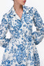 Erdem Blue/White Floral Cotton Button Down Dress Size 4