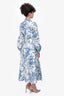 Erdem Blue/White Floral Cotton Button Down Dress Size 4