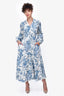 Erdem Blue/White Floral Cotton Button Down Dress Size 4