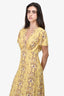 Sandro Yellow Printed V-neck Maxi Dress Size 38