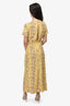Sandro Yellow Printed V-neck Maxi Dress Size 38