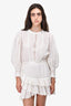 LoveShackFancy White Cotton Eyelet Tiered Mini Dress Size S