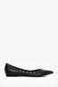 Valentino Black Leather 'RockStud' Pointed Flats Size 37.5