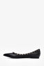 Valentino Black Leather 'RockStud' Pointed Flats Size 37.5