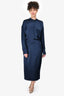 Vince Navy Silk Mock Neck Wrap Dress Size M