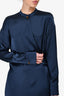 Vince Navy Silk Mock Neck Wrap Dress Size M