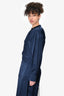 Vince Navy Silk Mock Neck Wrap Dress Size M