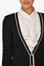 Pre-Loved Chanel™ 2014 Black/Cream CC Button Cardigan Size 34