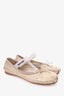 Miu Miu Gold Metallic Leather Logo-band Ballet Flats Size 38