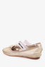 Miu Miu Gold Metallic Leather Logo-band Ballet Flats Size 38