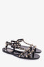 Valentino Black Rubber Rockstud Cage Sandals Size 38