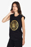 Balmain Black Cotton Logo Print Sleeveless Top Size 40
