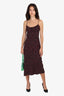 Realisation Par Black/Pink Rose Printed Silk Midi Dress Size S