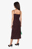 Realisation Par Black/Pink Rose Printed Silk Midi Dress Size S