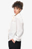 Saint Laurent 2022 Cream Silk Patterned Bow Detailed Blouse Size 36