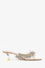 Cult Gaia White Leather Beaded Fringe Heeled Sandals Size 38