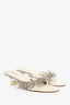 Cult Gaia White Leather Beaded Fringe Heeled Sandals Size 38