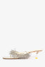 Cult Gaia White Leather Beaded Fringe Heeled Sandals Size 38