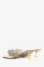 Cult Gaia White Leather Beaded Fringe Heeled Sandals Size 38