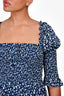 Reformation Navy Blue/White Floral Print Puff Sleeve Mini Dress Size M