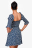 Reformation Navy Blue/White Floral Print Puff Sleeve Mini Dress Size M