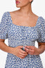 Reformation White/Blue Floral Printed Puff Sleeve Mini Dress Size 6