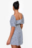 Reformation White/Blue Floral Printed Puff Sleeve Mini Dress Size 6